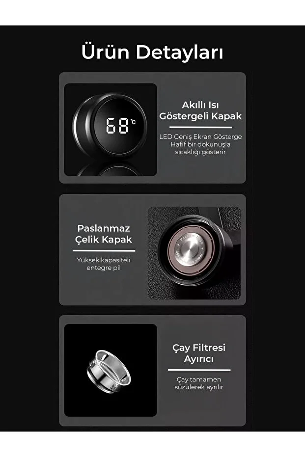 Dijital Isı Göstergeli Çelik Termos